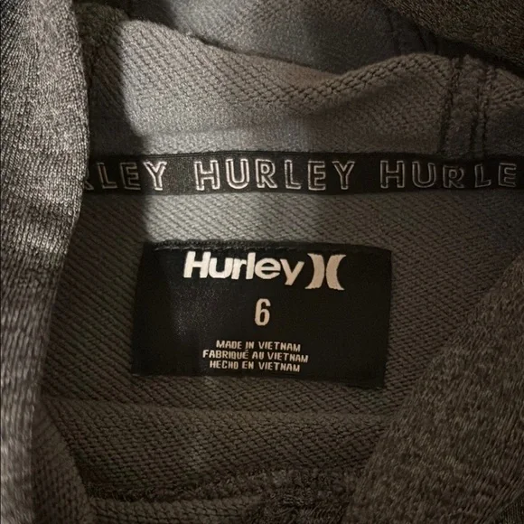 Hurley Dark Gray Hoodie with Two-Tone Design and Large Logo - Picture 2 of 2